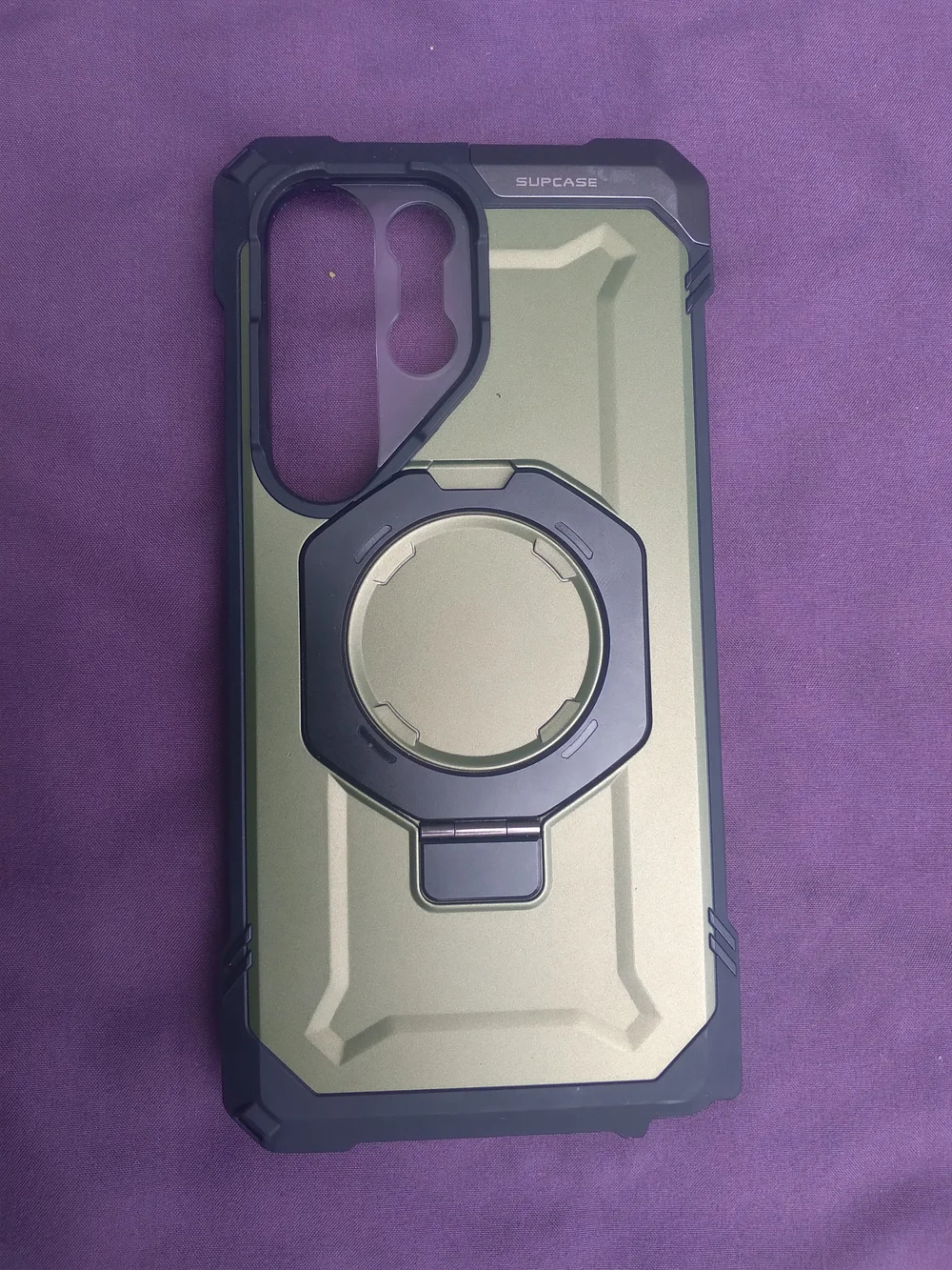 Samsung Protective Case with Built-In Ring Kickstand in Olive Green and Black